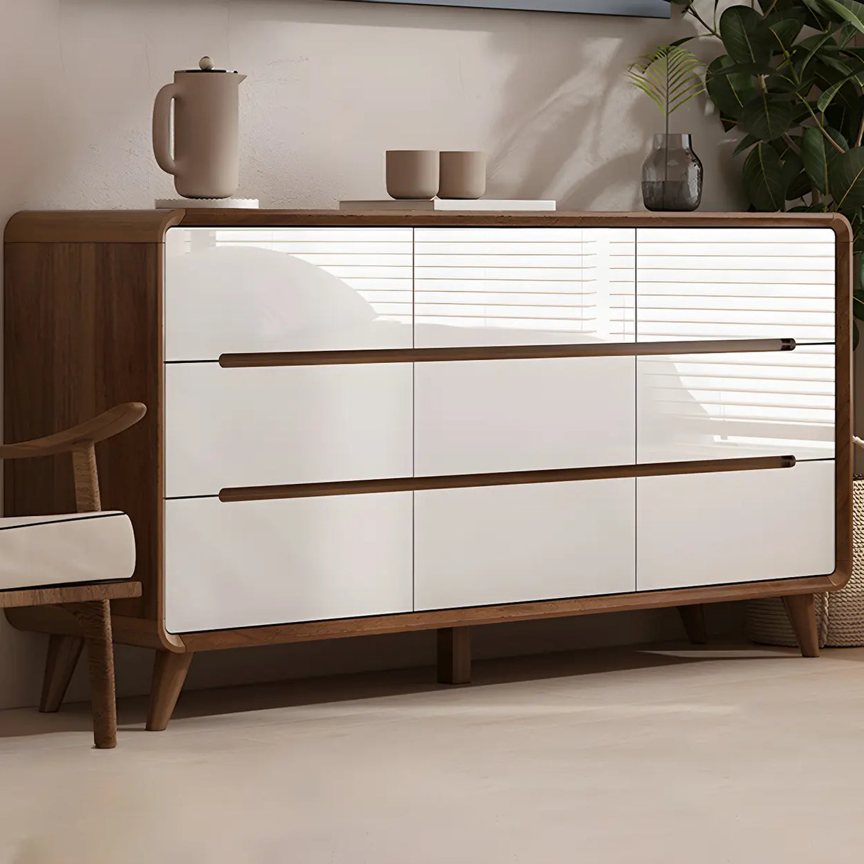 Natural Finish Wood Soft-Close Drawers Dresser Chest Image - 4