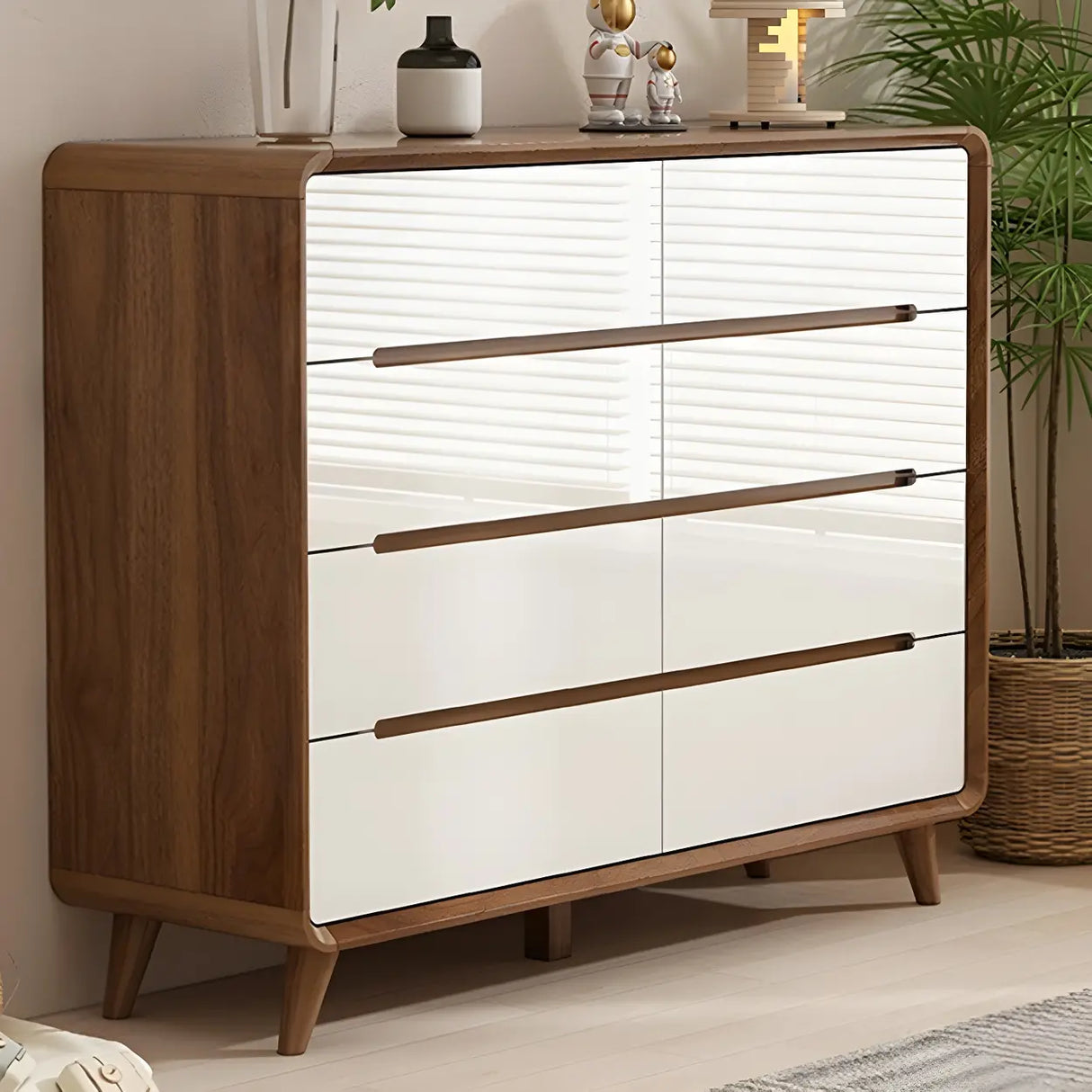 Natural Finish Wood Soft-Close Drawers Dresser Chest Image - 5