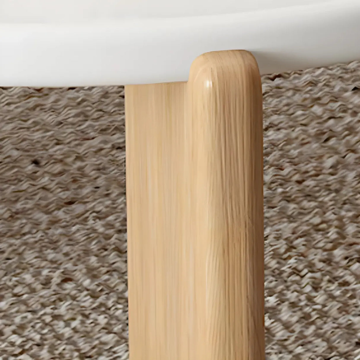 Natural Finish Wood Three-Leg Round Coffee Table Set Image - 3