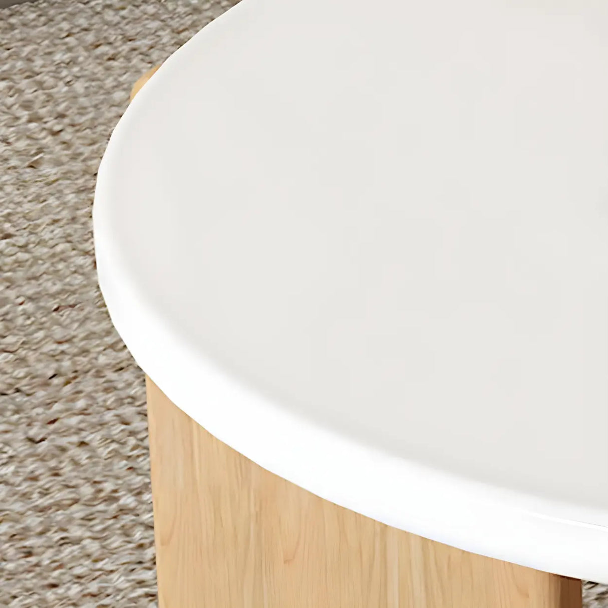 Natural Finish Wood Three-Leg Round Coffee Table Set Image - 4