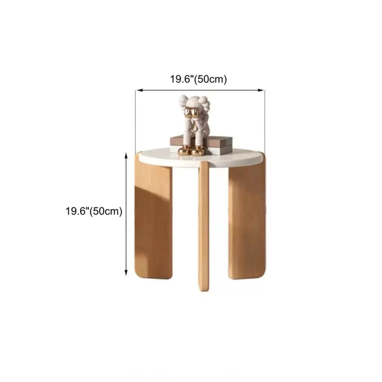 Natural Finish Wood Three-Leg Round Coffee Table Set