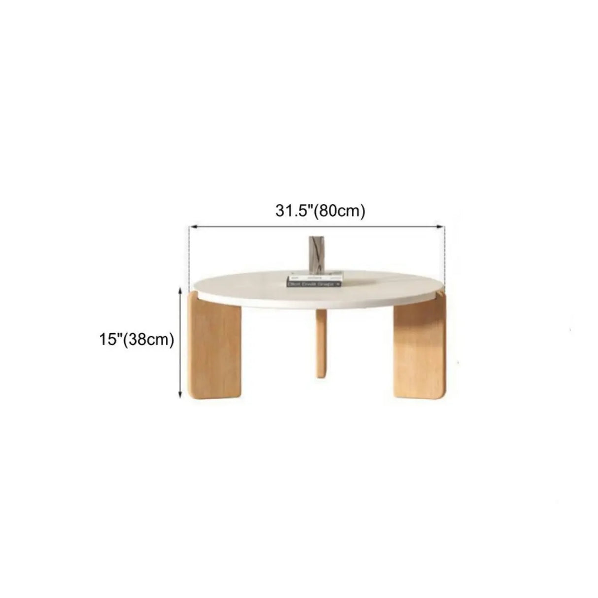 Natural Finish Wood Three-Leg Round Coffee Table Set Image - 9