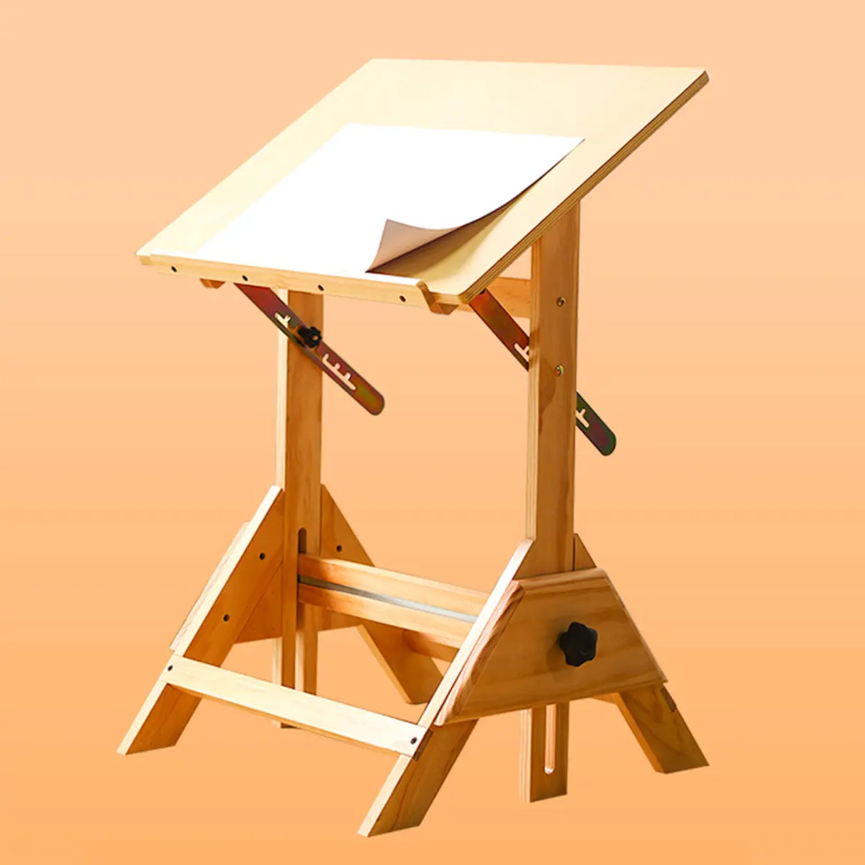 Natural Finish Wooden Foldable Adjustable Drafting Desk Image - 2