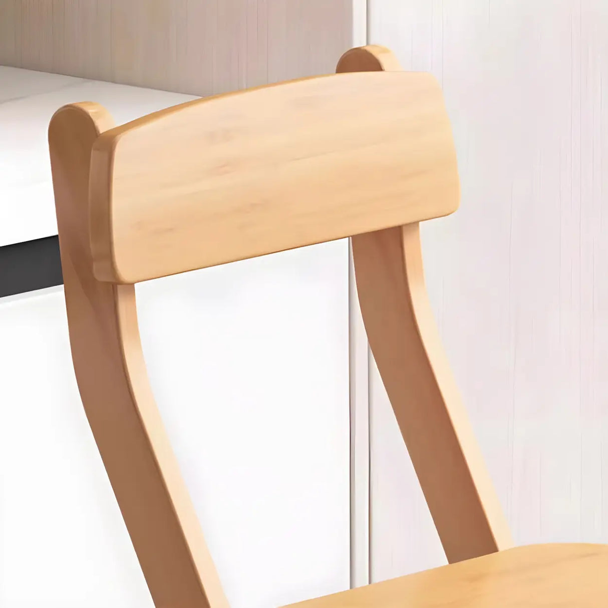 Natural Foldable Round Wood Armless Bar Stool With Footrest Image - 10