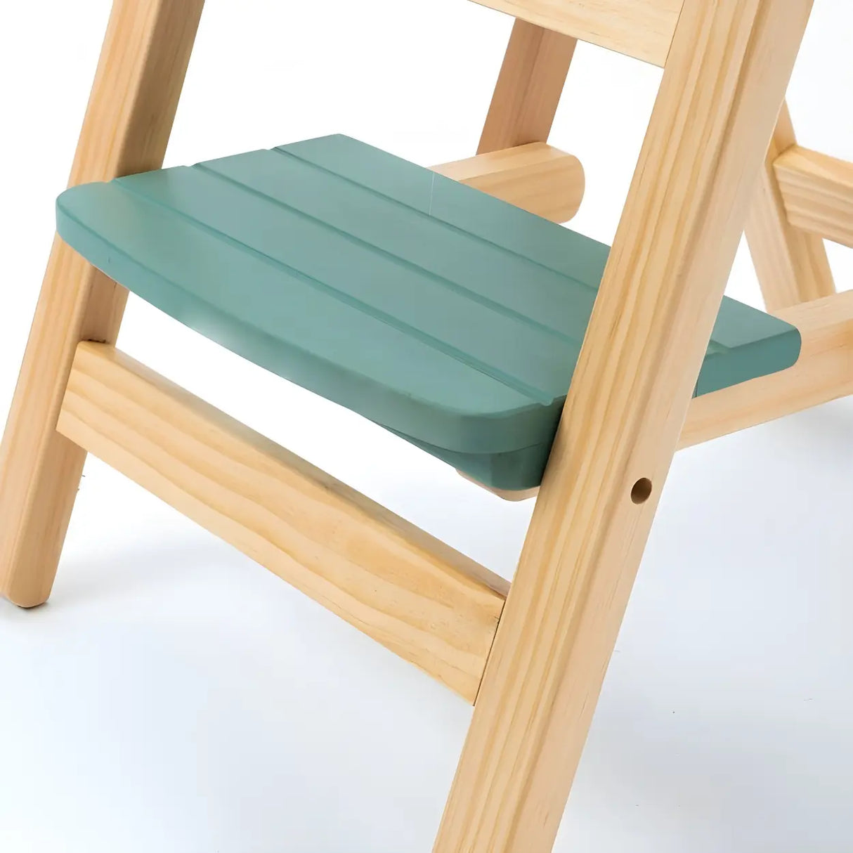 Natural Folding Square Wood Ladder Chair Bar Stool Image - 12