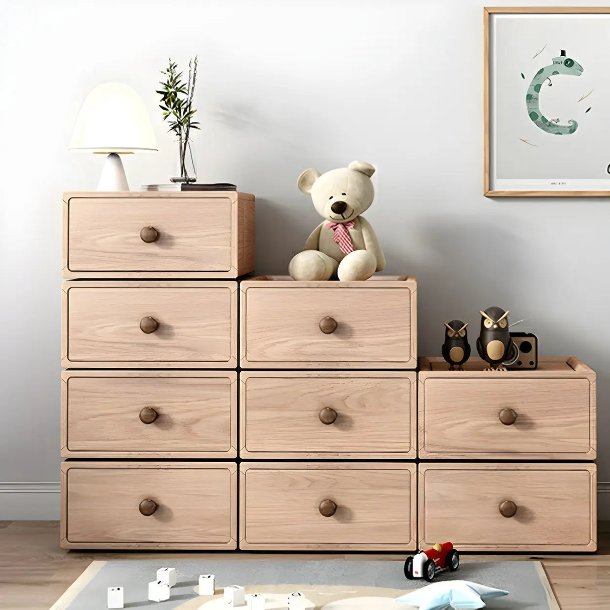 Natural Horizontal Light Wood Dresser for Drawers Image - 1