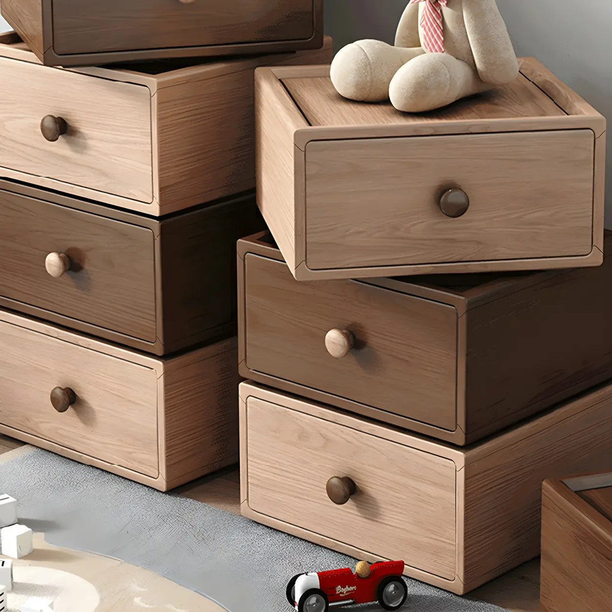 Natural Horizontal Light Wood Dresser for Drawers Image - 4