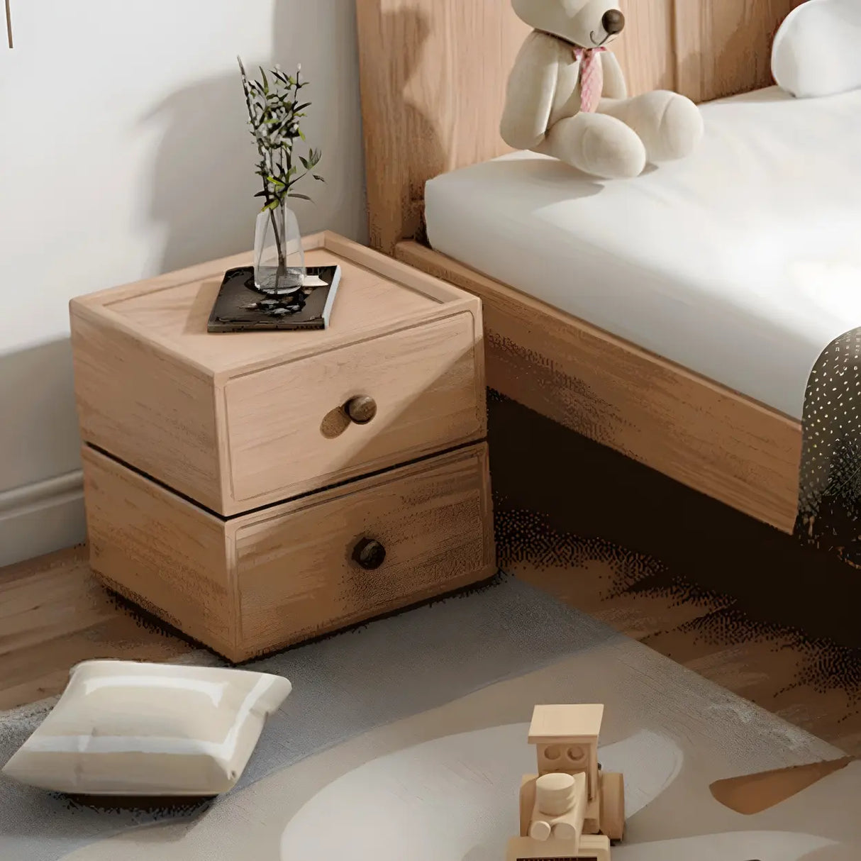 Natural Horizontal Light Wood Dresser for Drawers Image - 5