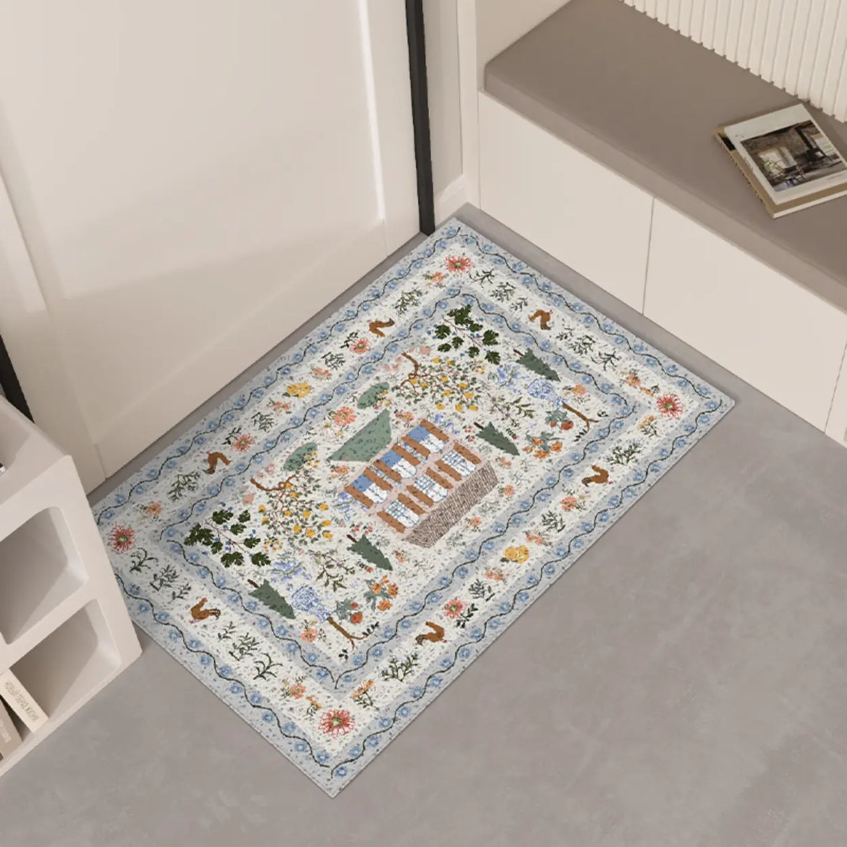 Natural House Pattern Off-White Anti-Slip Area Rug Image - 4