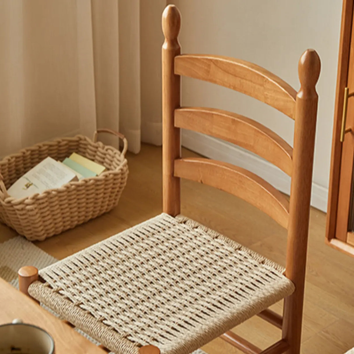 Natural Ladderback Woven Seat Wood Dining Chair Black Image - 11