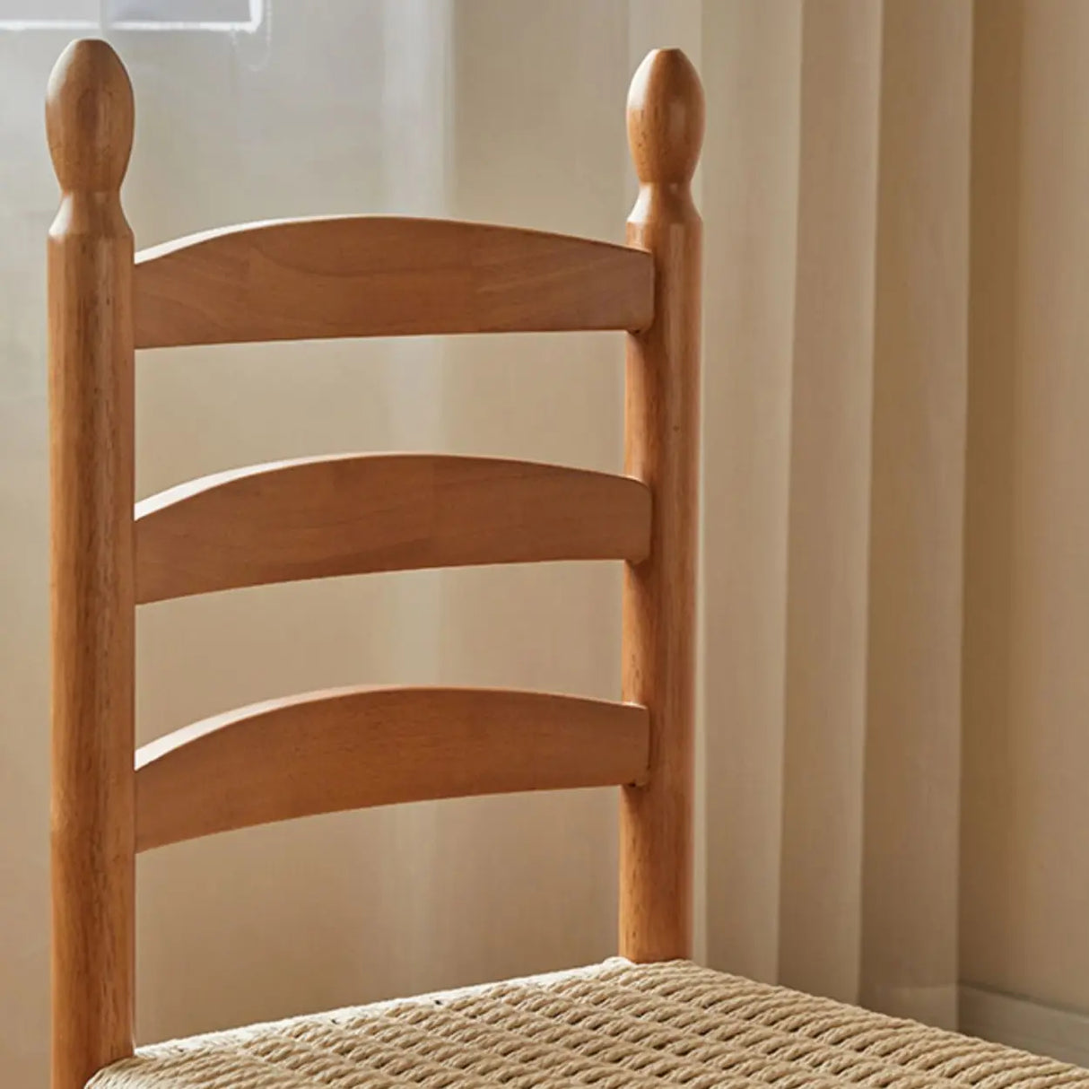 Natural Ladderback Woven Seat Wood Dining Chair Black Image - 12