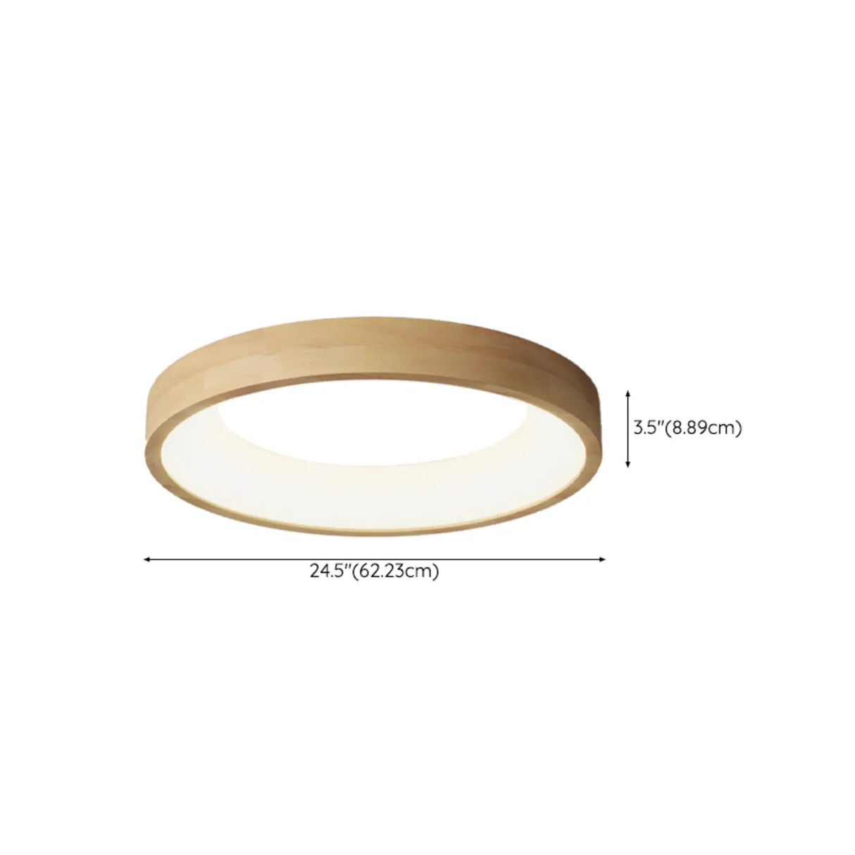 Natural Minimalist Round Wooden Flush Mount Light Image - 17
