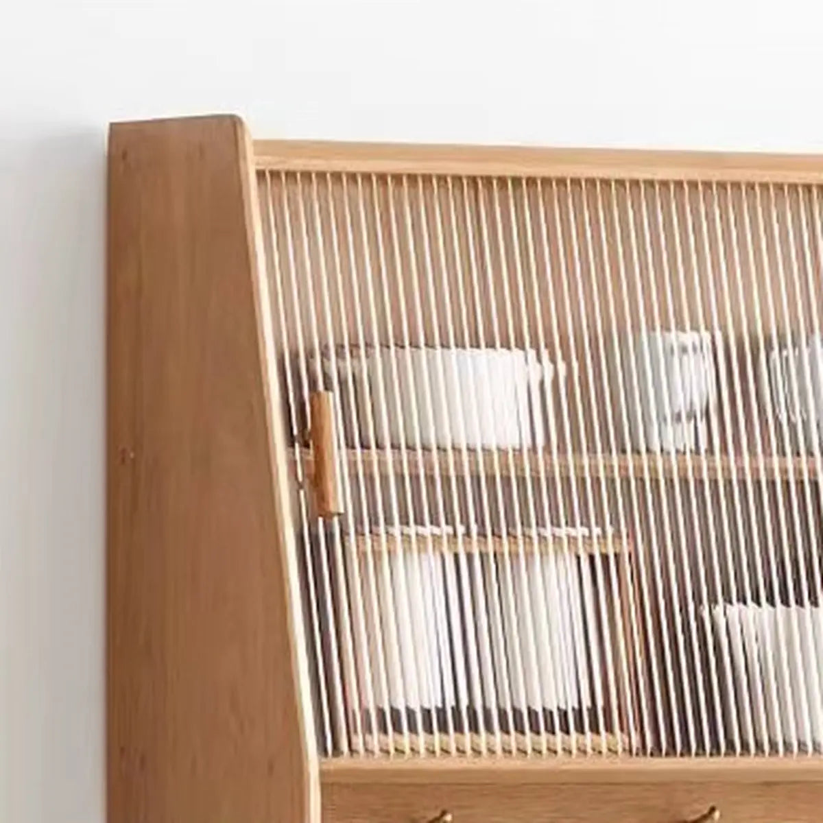 Natural Oak Sliding Door Open Storage Sideboard with Drawers Image - 19