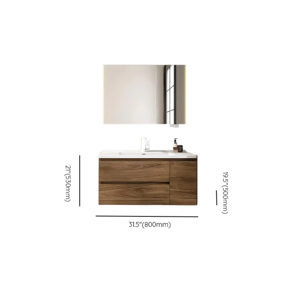 Natural Oak Wood Drawers Floating Bathroom Vanity with Sink Image - 33