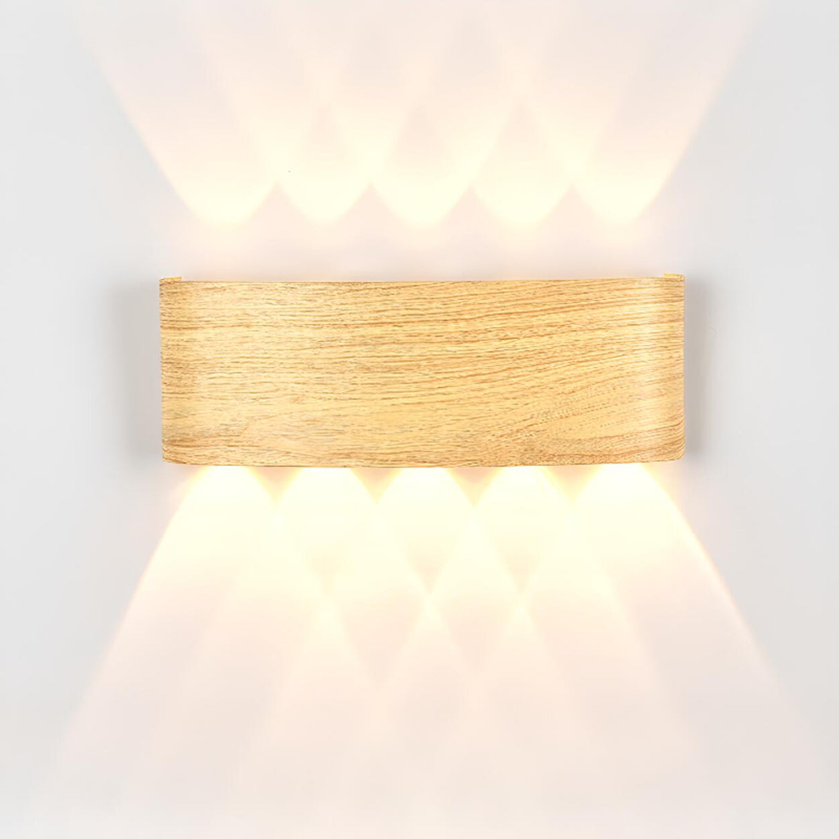 Natural Outdoor Wood Rectangular Up Down Wall Sconce Image - 7