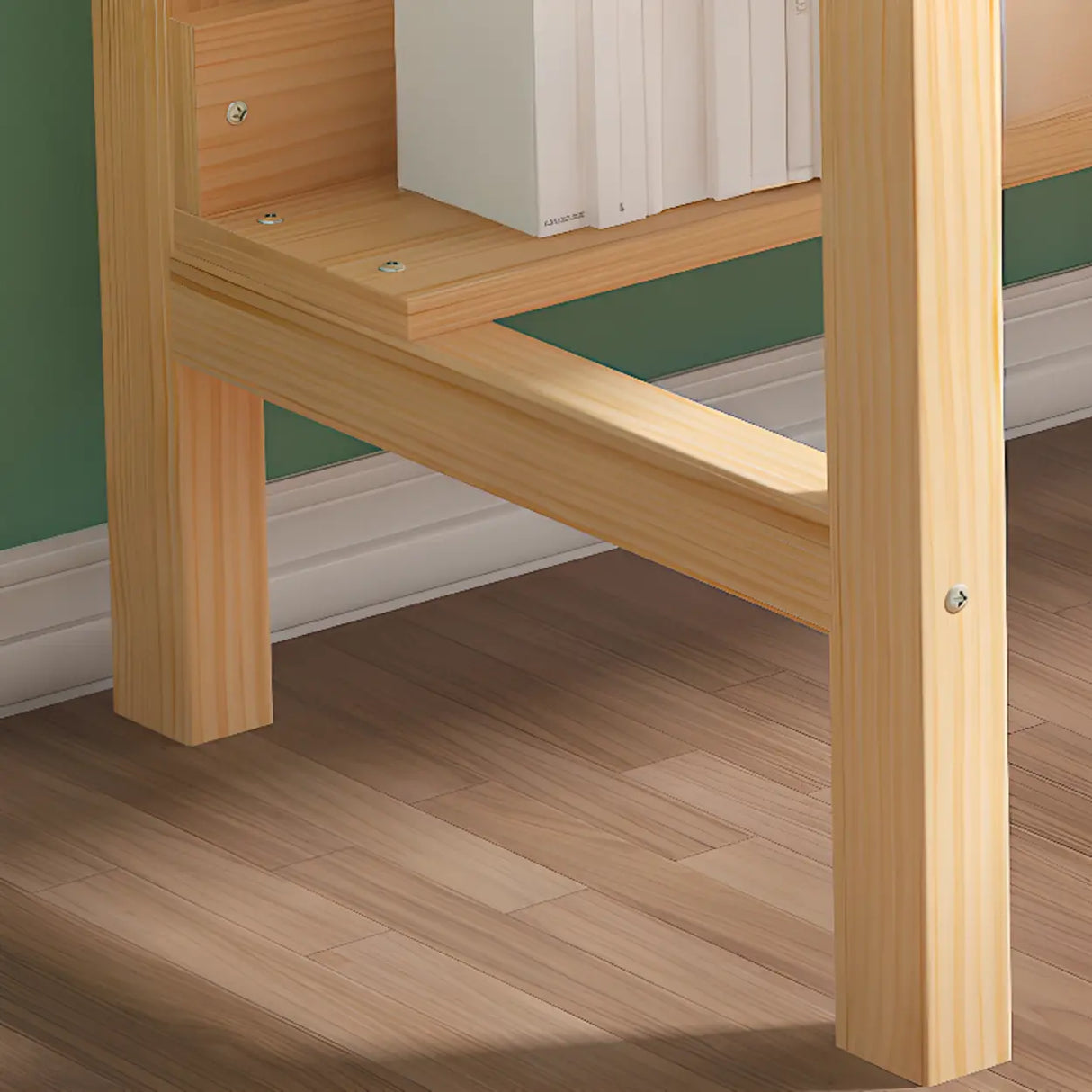 Natural Pine Light Wood Drawers H-Shape Writing Desk Image - 10