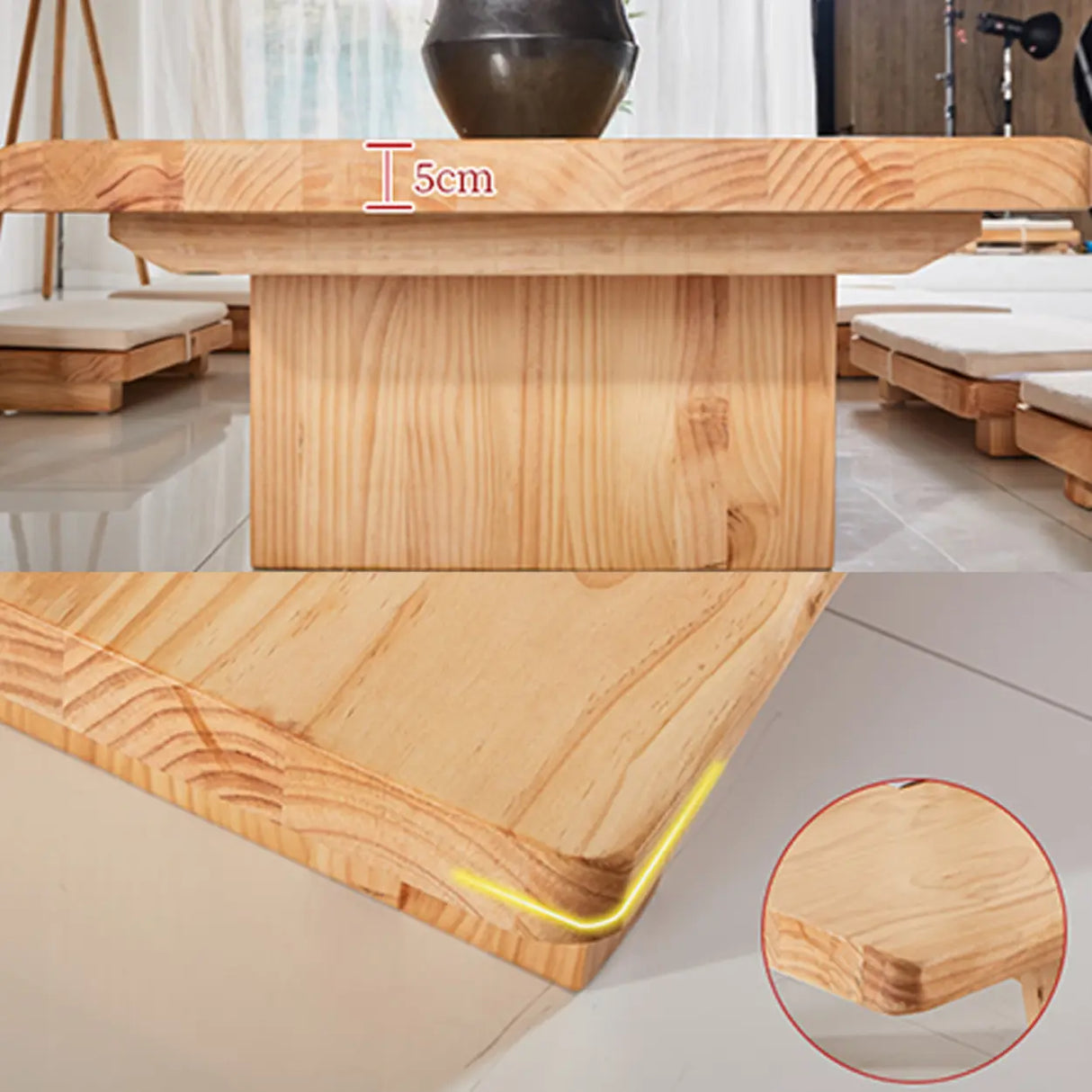 Natural Pine Rectangle Double Pedestal Single Table Image - 7