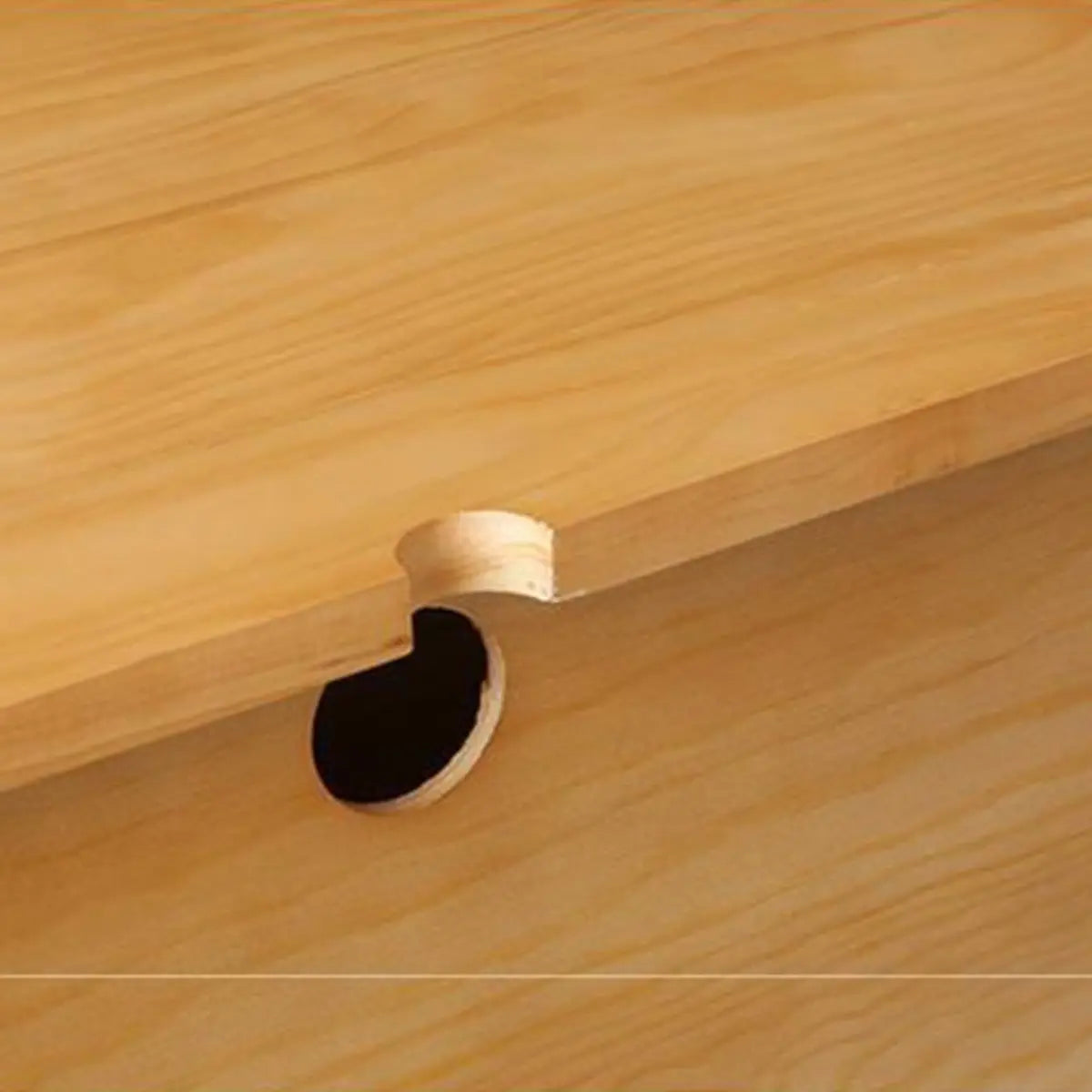 Natural Pine Wood 1 Tier Rectangle Cabinet TV Stand Image - 9