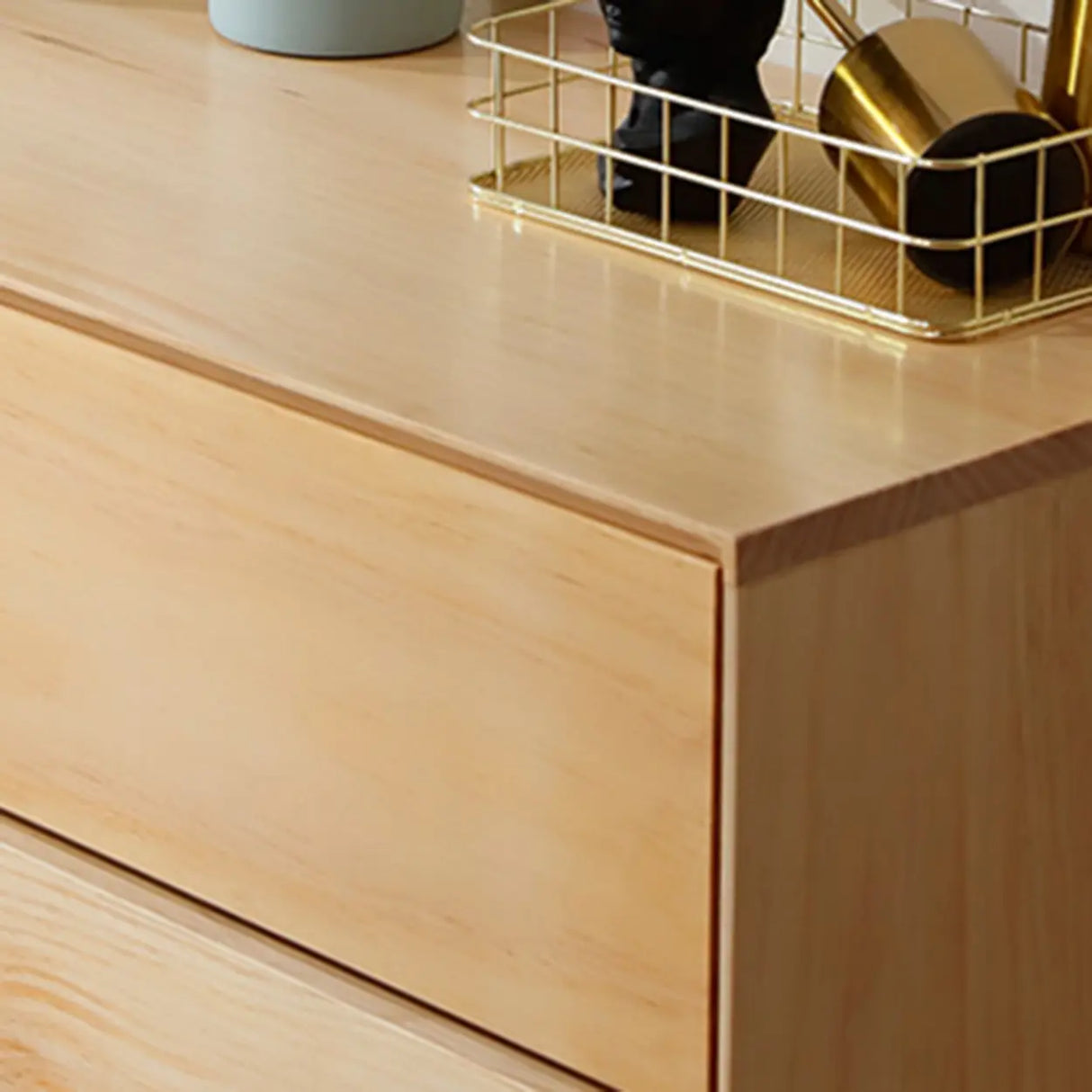 Natural Pine Wood Multi-Drawer Dresser for Bedroom Image - 9
