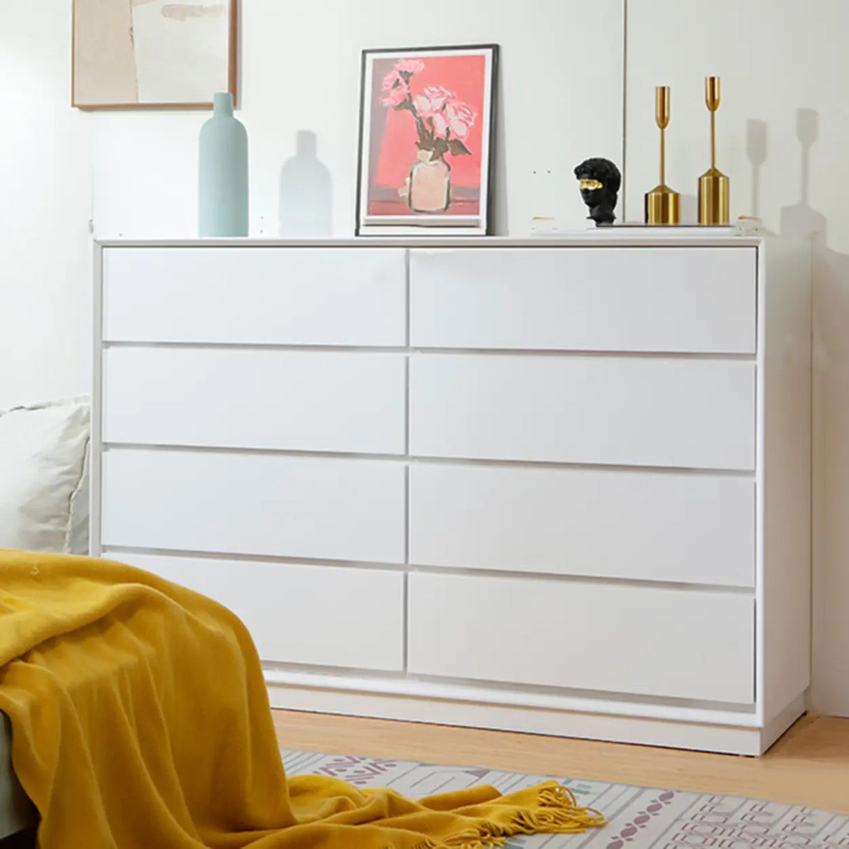 Natural Pine Wood Multi-Drawer Dresser for Bedroom Image - 3