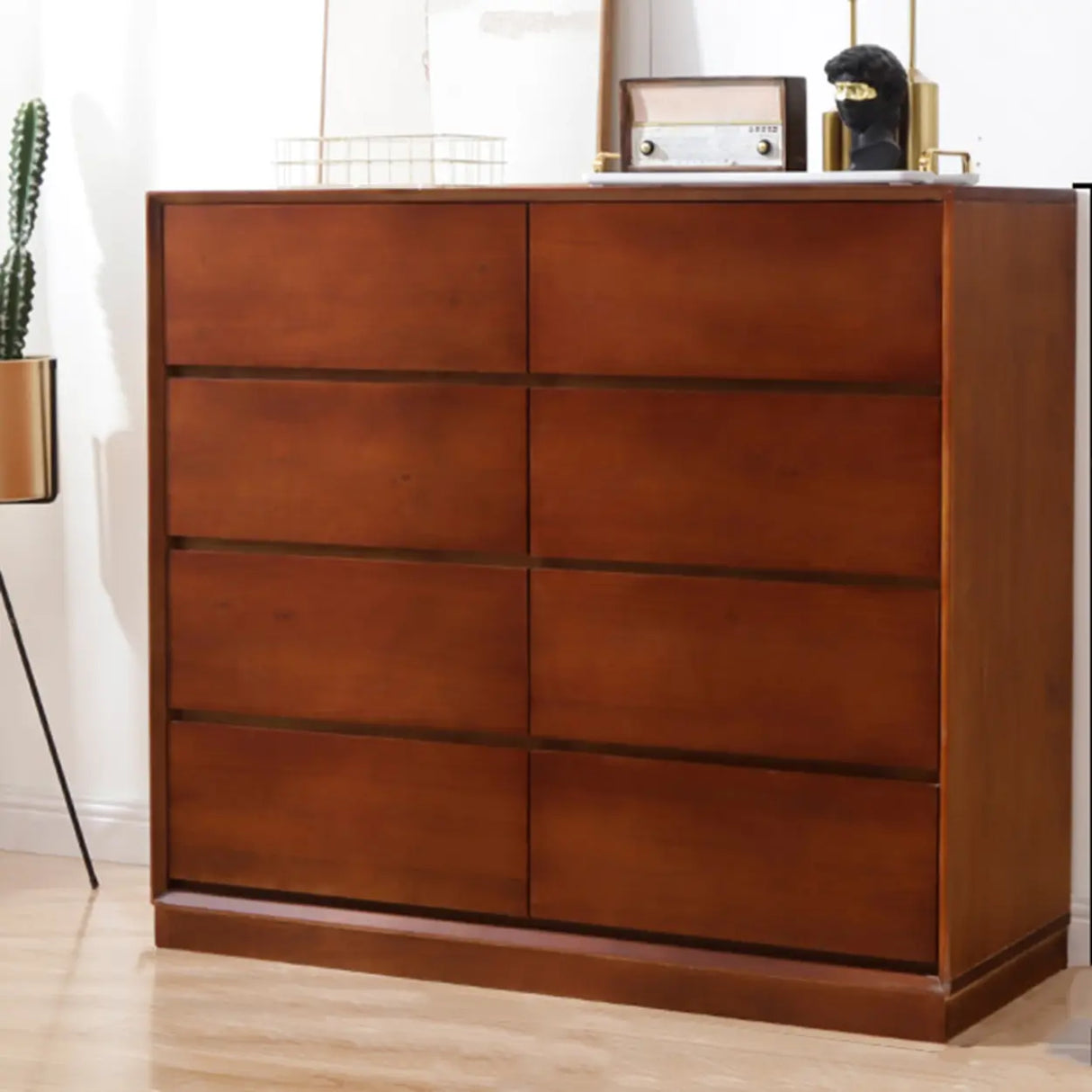 Natural Pine Wood Multi-Drawer Dresser for Bedroom Image - 10