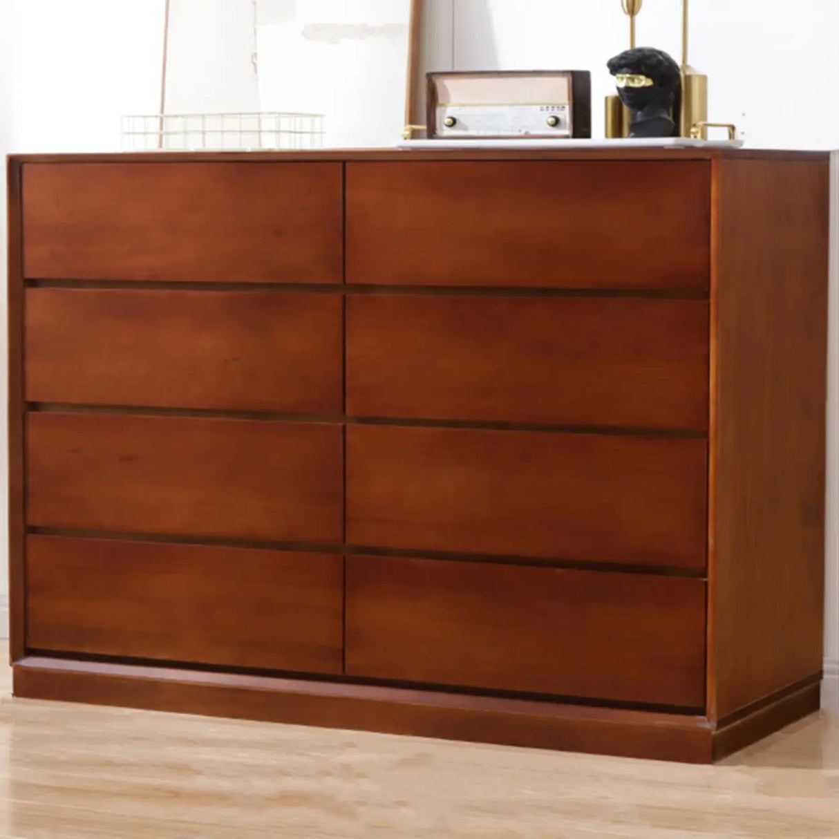 Natural Pine Wood Multi-Drawer Dresser for Bedroom Image - 11