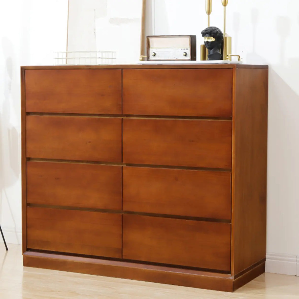 Natural Pine Wood Multi-Drawer Dresser for Bedroom Image - 6