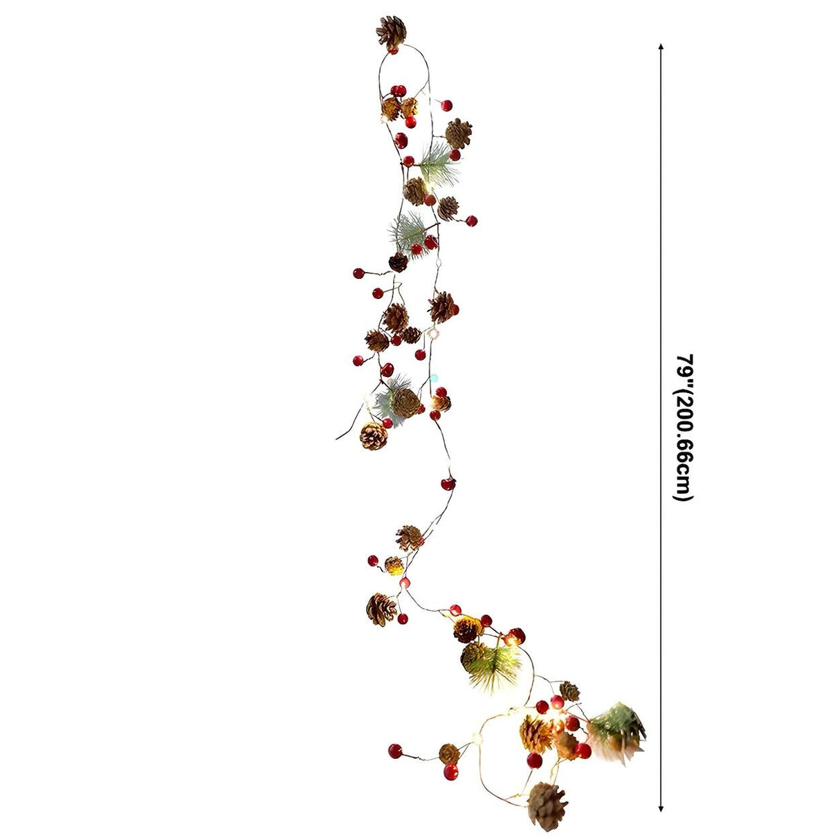 Natural Pinecone Brown String Lights with Berries Image