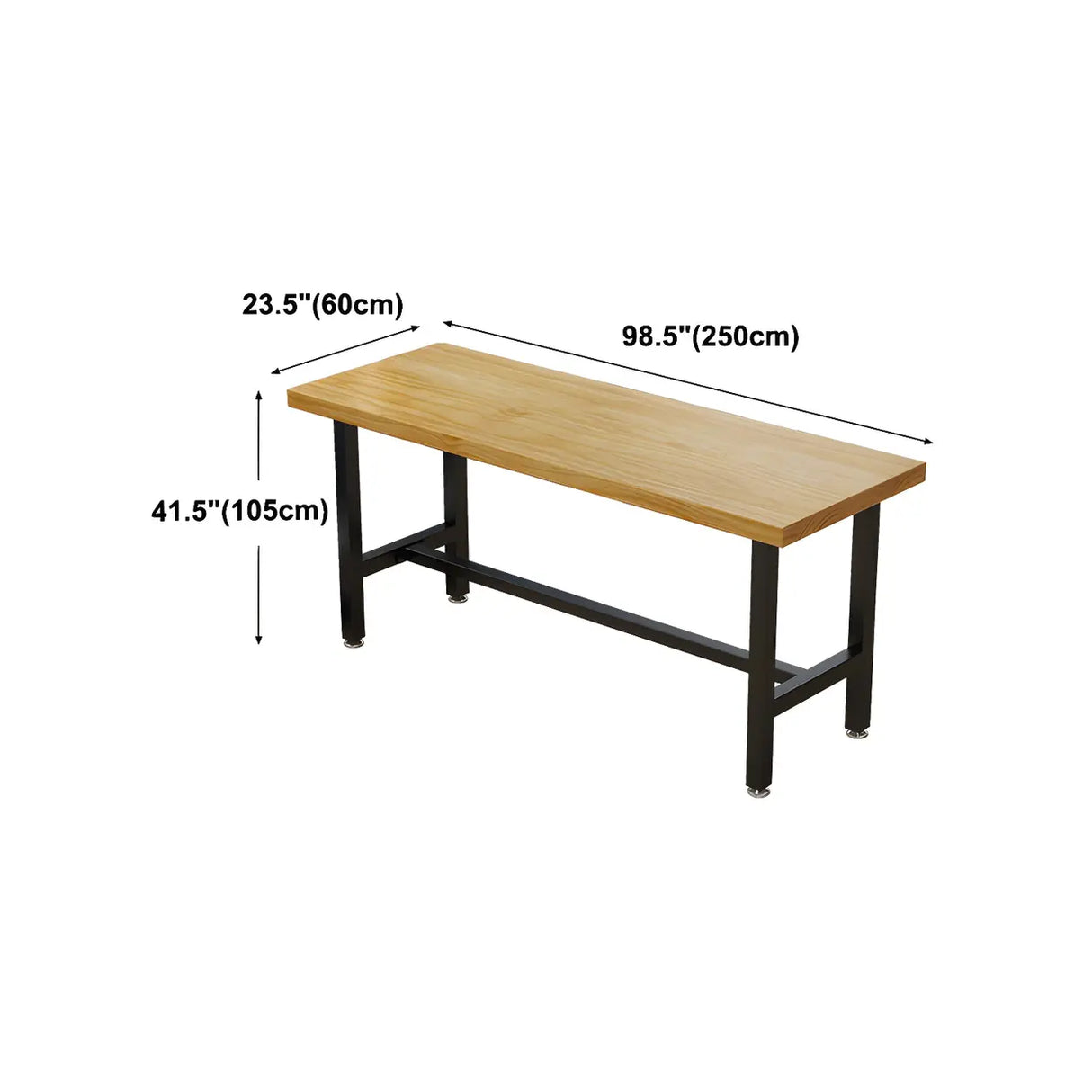 Natural Rectangle Wood Bistro Bar Table with Footrest Image - 25