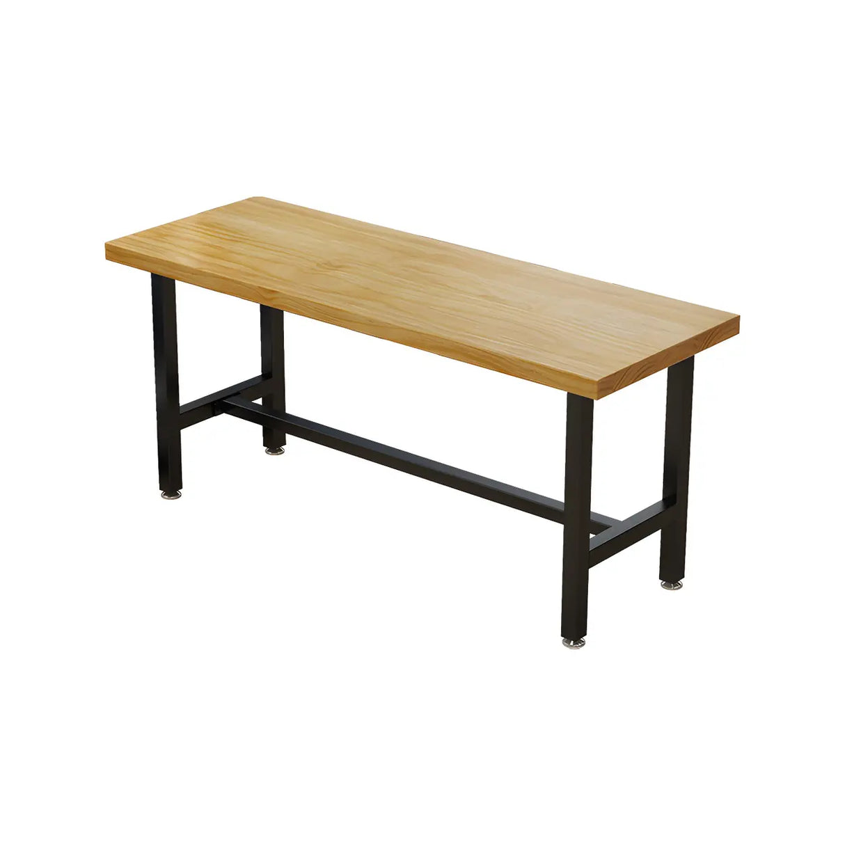 Natural Rectangle Wood Bistro Bar Table with Footrest Image - 5