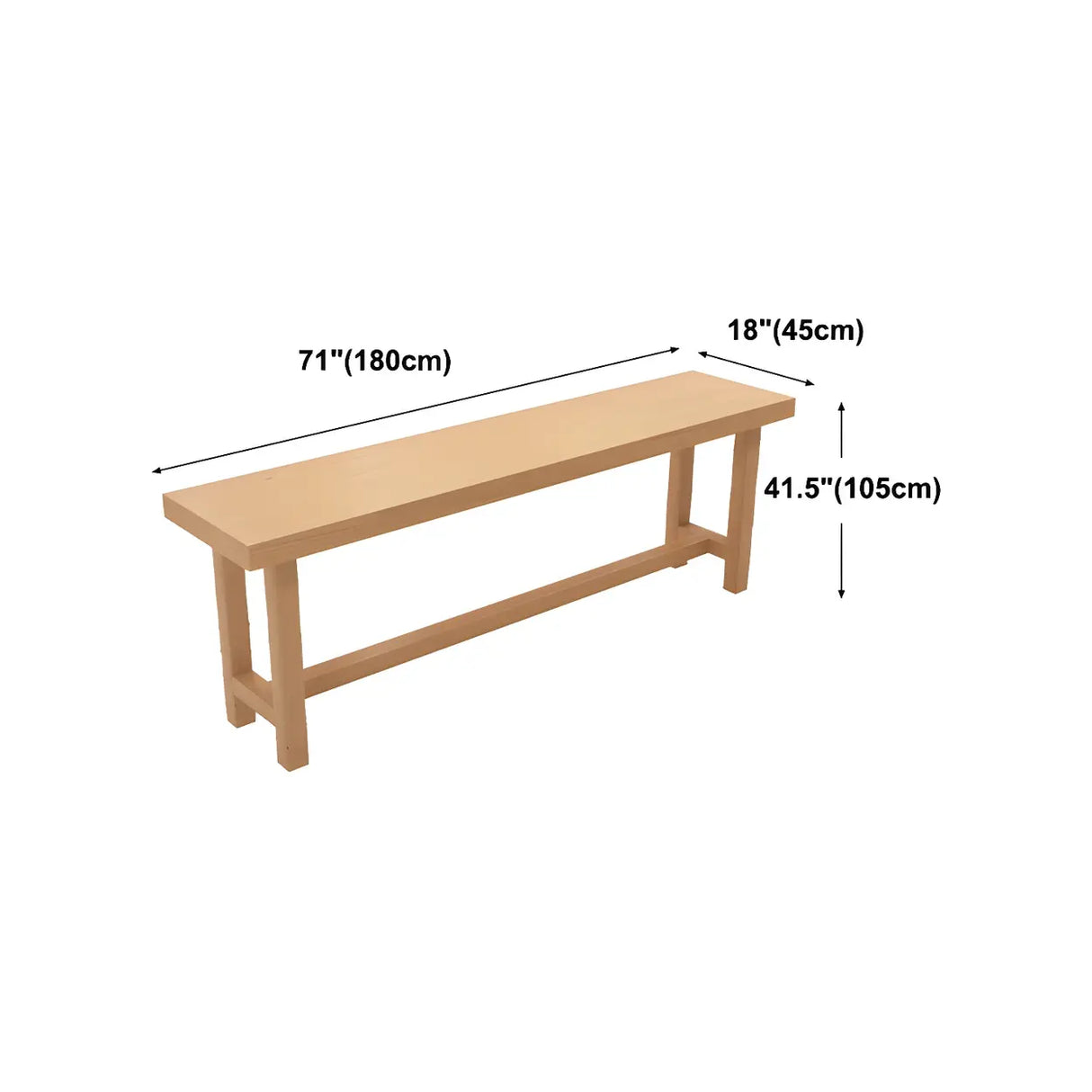 Natural Rectangle Wood Large Bar Table Footrest Image - 12