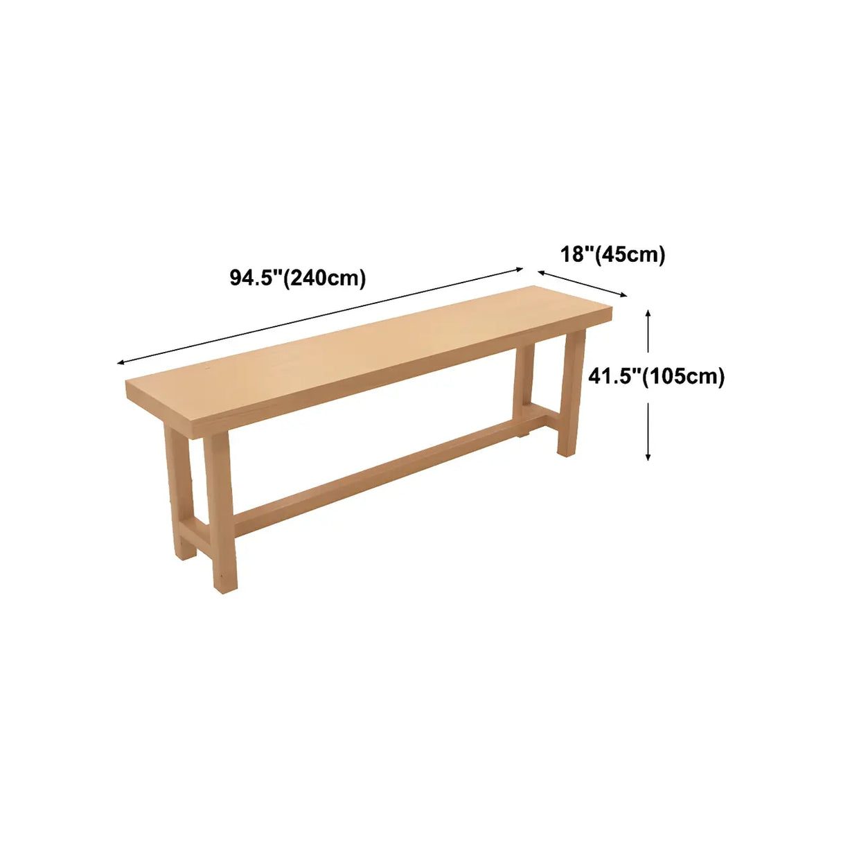 Natural Rectangle Wood Large Bar Table Footrest Image - 15