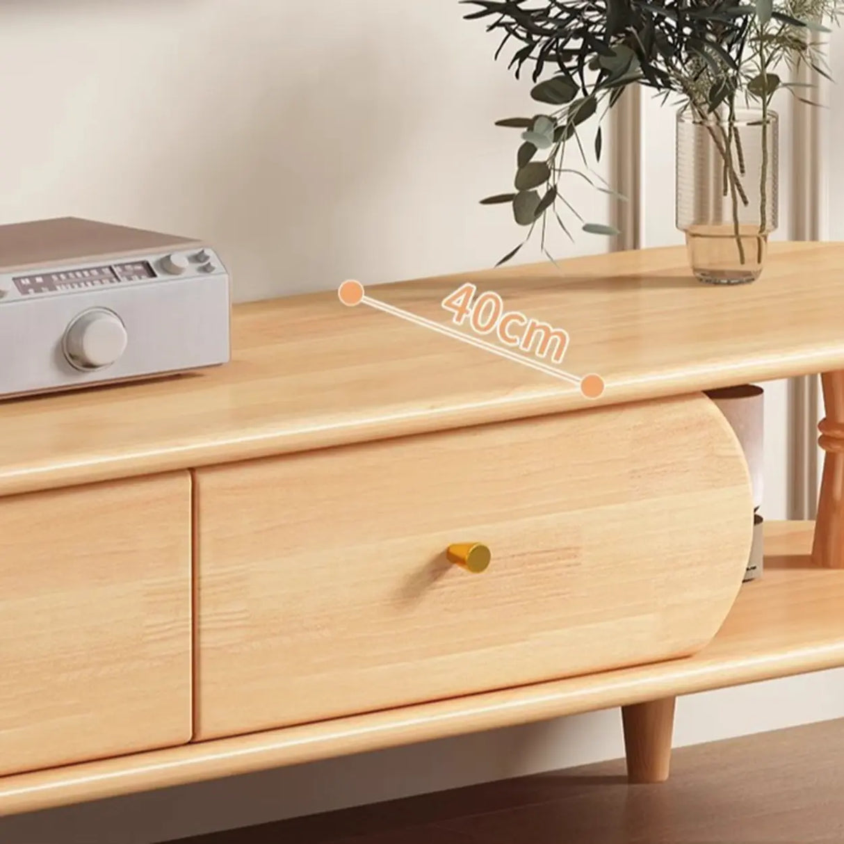 Natural Rectangle Wood Long Open Storage TV Stand Image - 10