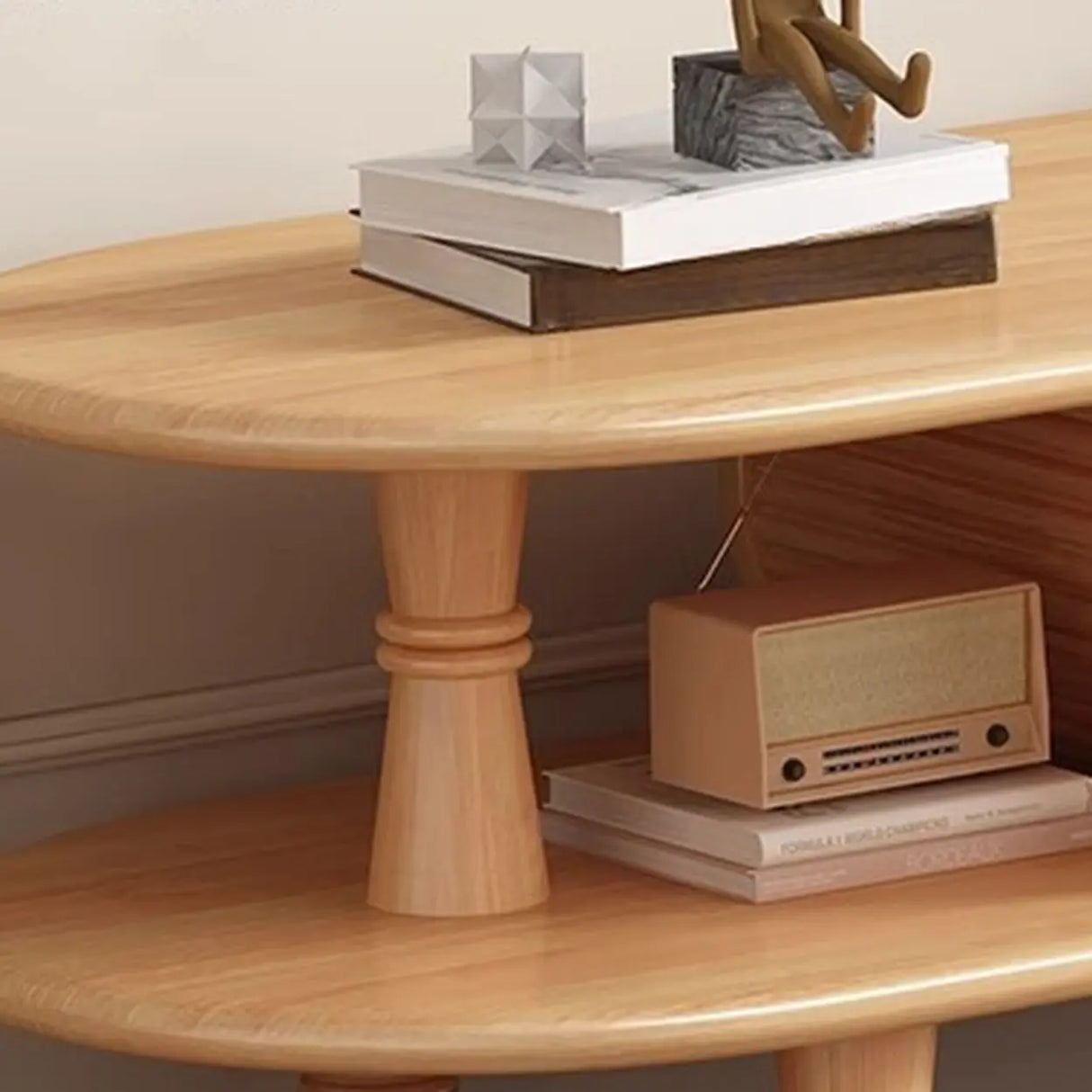 Natural Rectangle Wood Long Open Storage TV Stand Image - 13