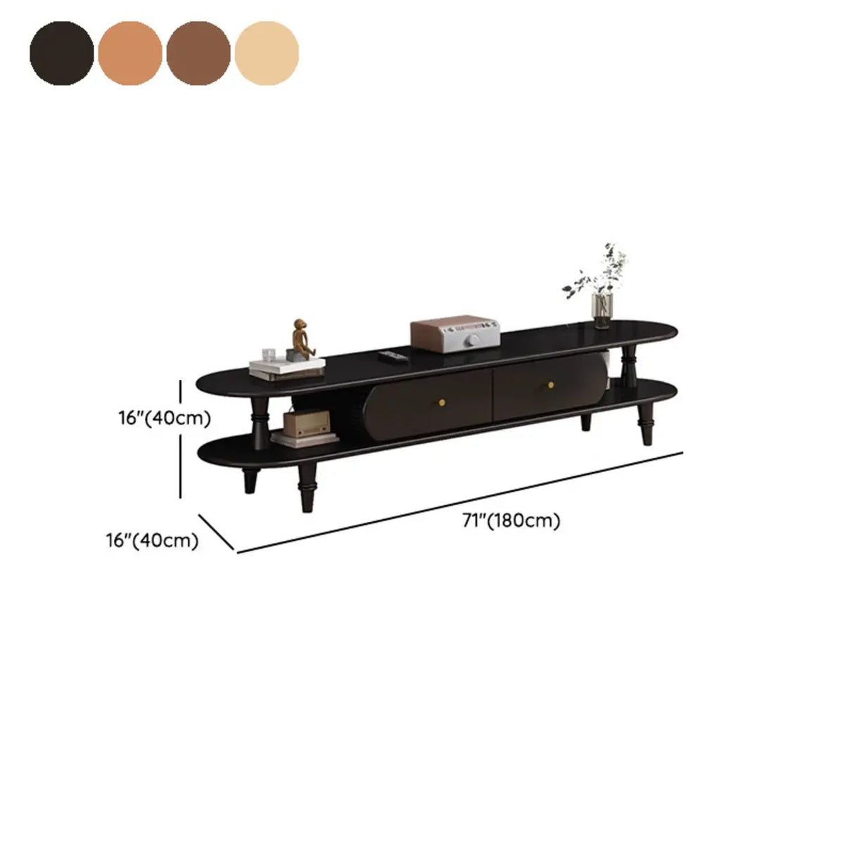 Natural Rectangle Wood Long Open Storage TV Stand