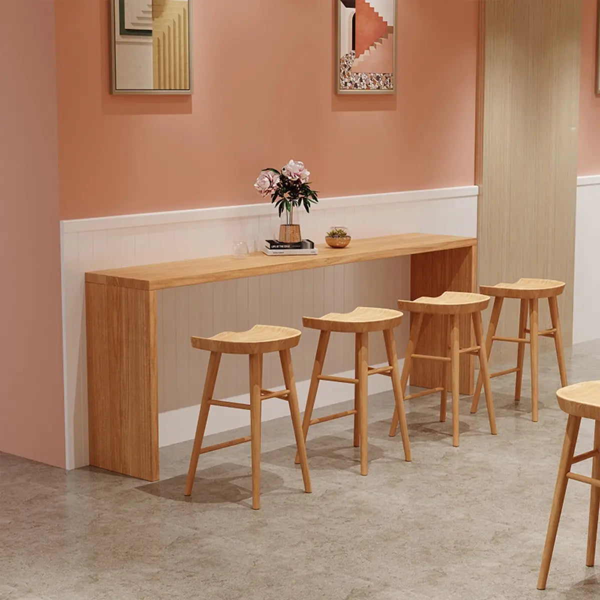 Natural Rectangular Wood Large Bar Table for Entertaining Image - 1