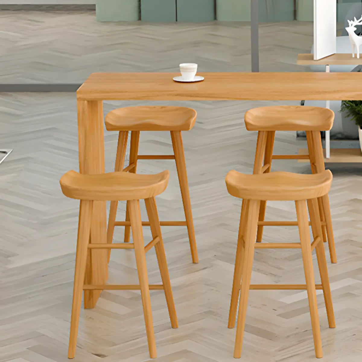 Natural Rectangular Wood Large Bar Table for Entertaining Image - 6