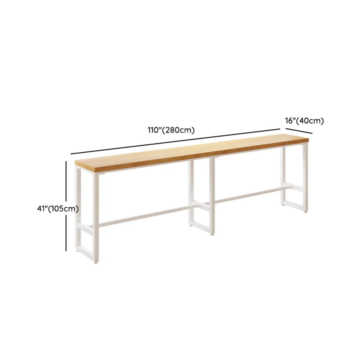 Natural Rectangular Wood Long Bar Table with Metal Legs Image - 20