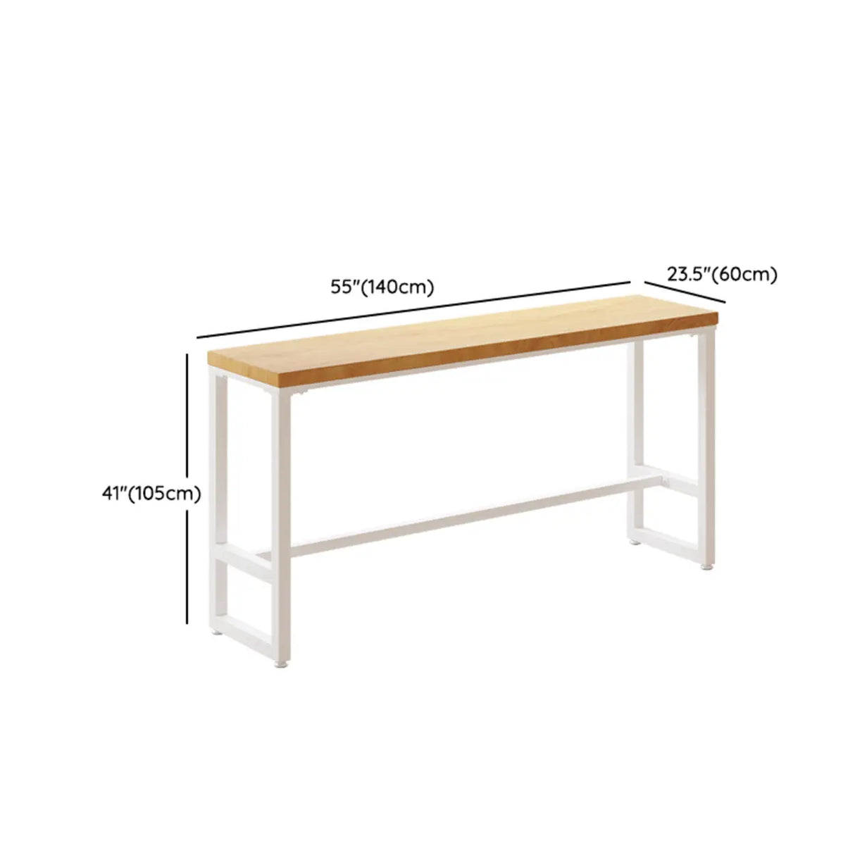 Natural Rectangular Wood Long Bar Table with Metal Legs Image - 25