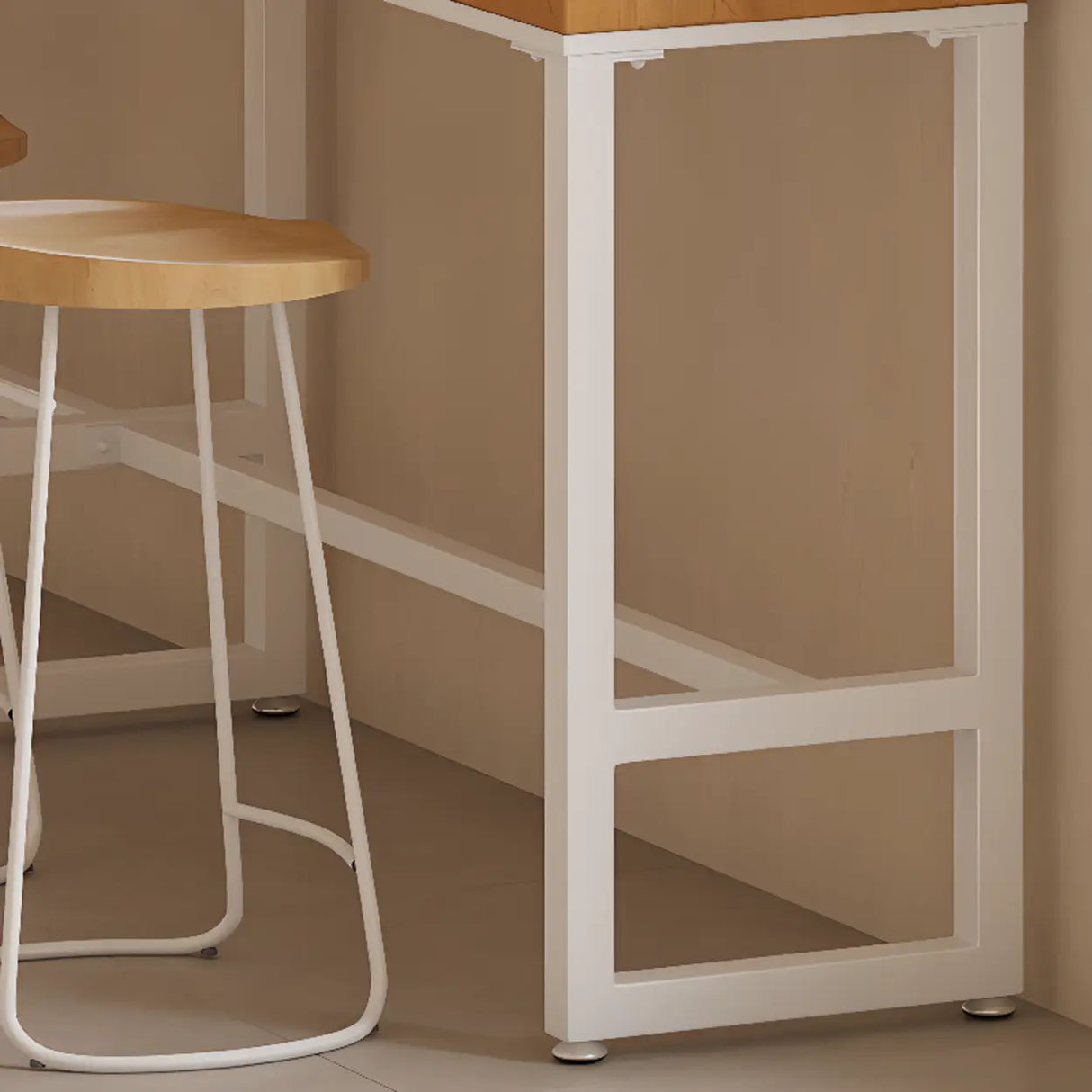 Natural Rectangular Wood Long Bar Table with Metal Legs Image - 9