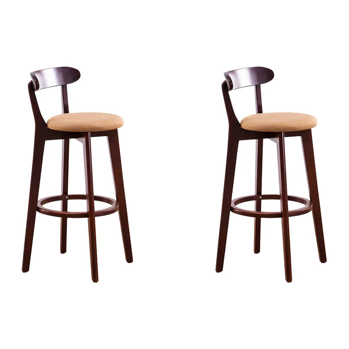 Natural Round Beech Cotton Backrest Wood Bar Stool Image - 12