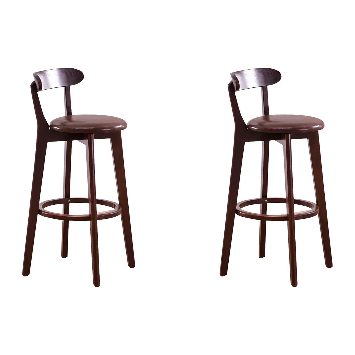 Natural Round Beech Cotton Backrest Wood Bar Stool Image - 20
