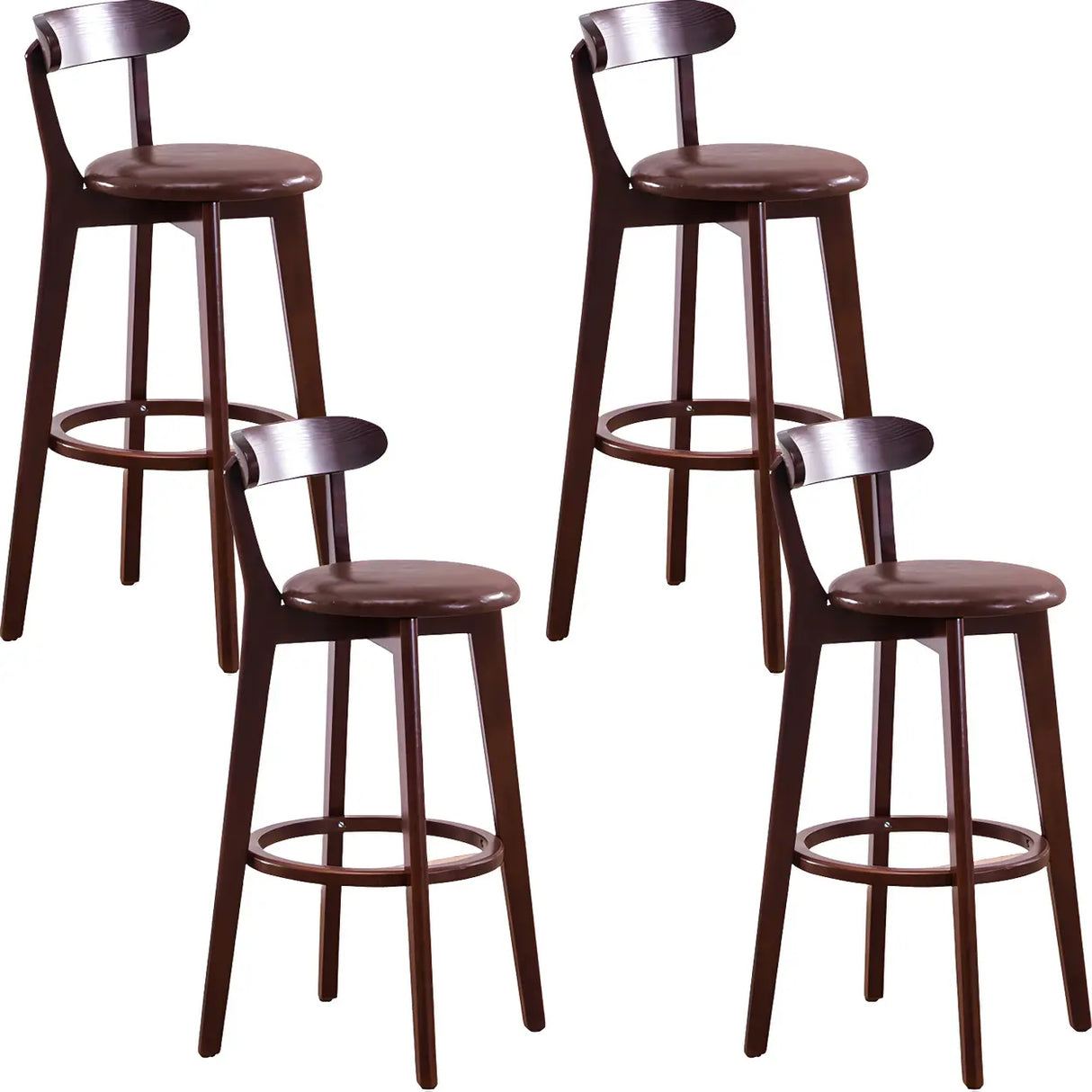 Natural Round Beech Cotton Backrest Wood Bar Stool Image - 22