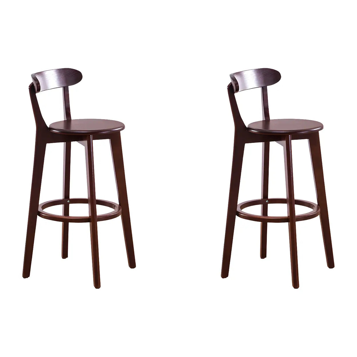 Natural Round Beech Cotton Backrest Wood Bar Stool Image - 24