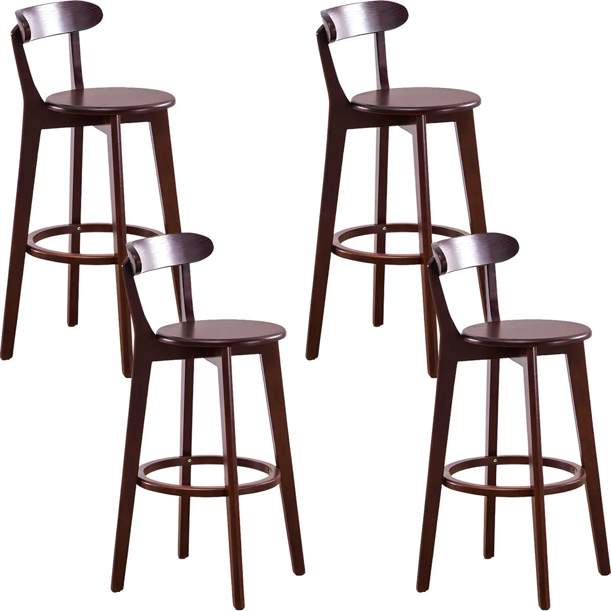 Natural Round Beech Cotton Backrest Wood Bar Stool Image - 25