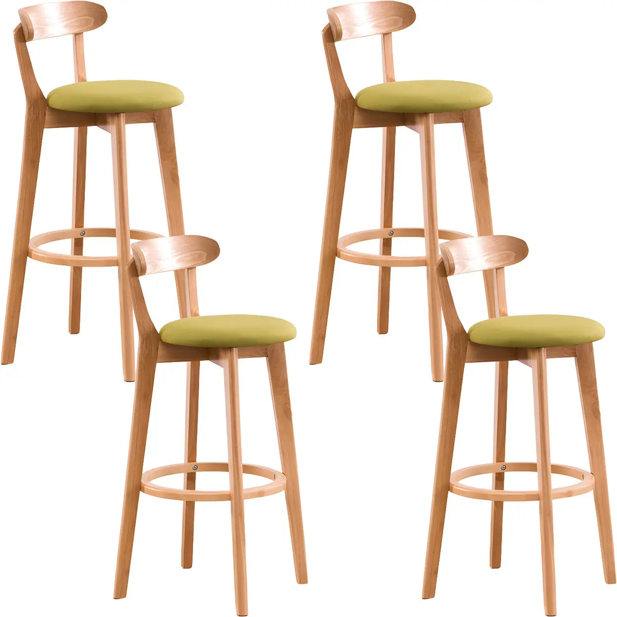 Natural Round Beech Cotton Backrest Wood Bar Stool Image - 43