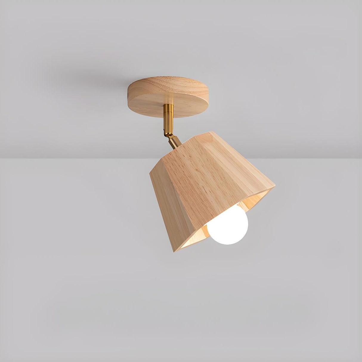 Natural Rubber Wood Semi-Flush Mount Light 4-Light Image - 12
