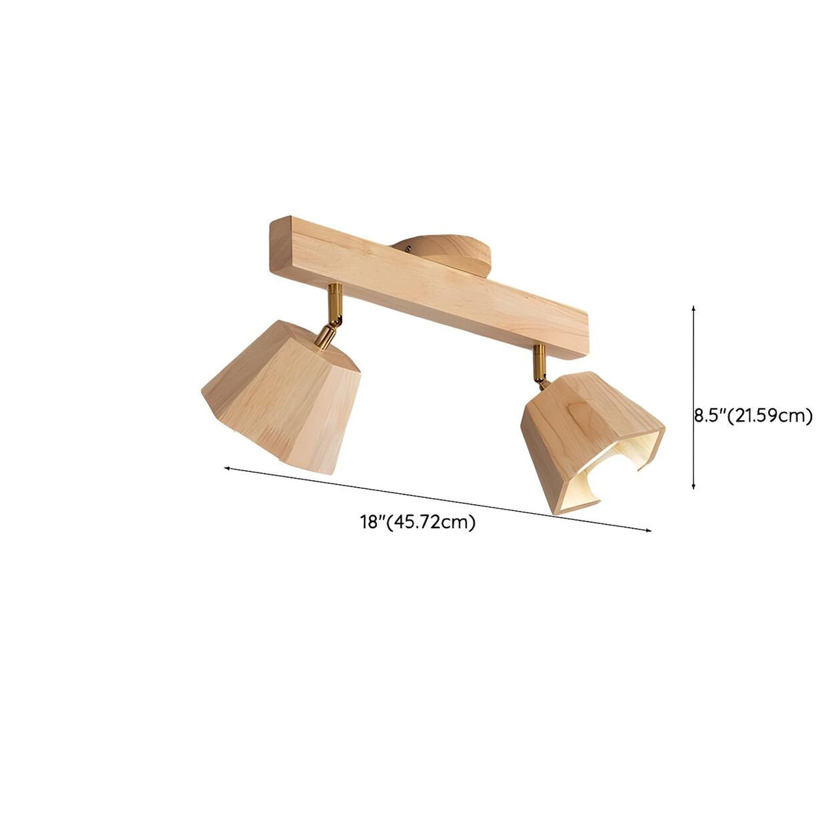 Natural Rubber Wood Semi-Flush Mount Light 4-Light Image - 16