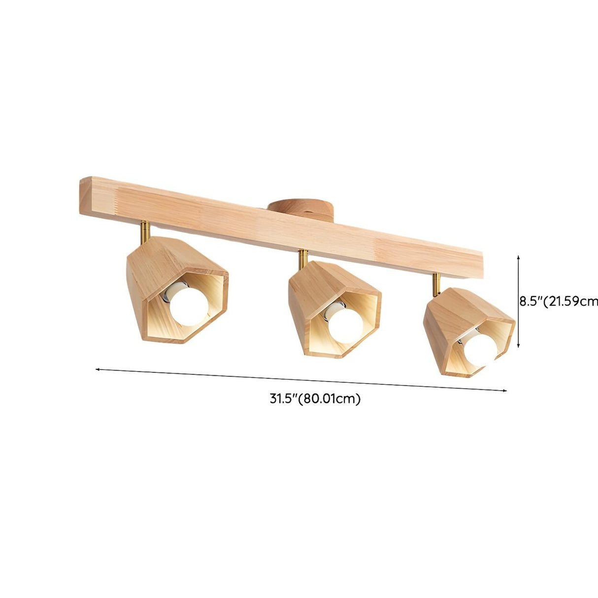 Natural Rubber Wood Semi-Flush Mount Light 4-Light Image - 17