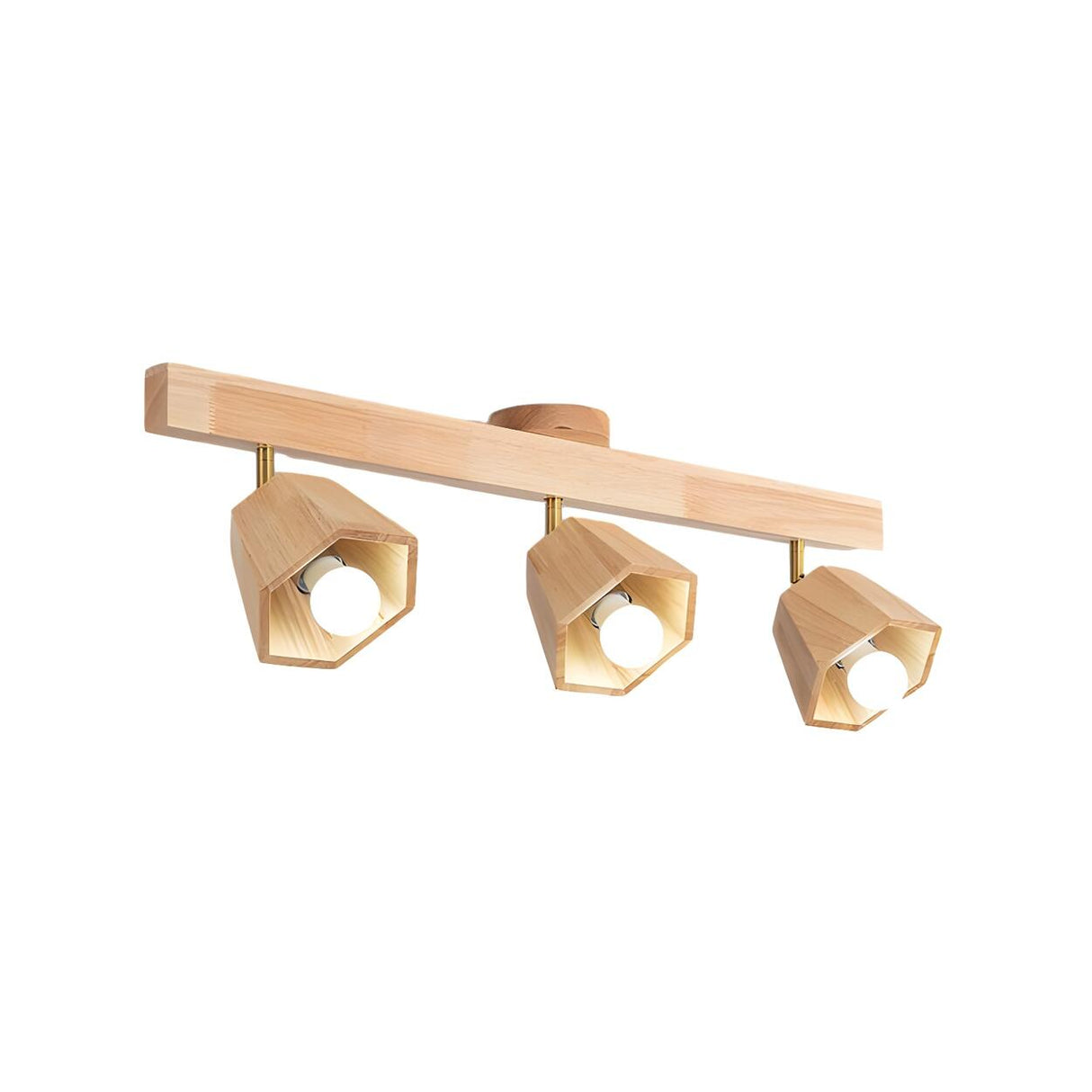 Natural Rubber Wood Semi-Flush Mount Light 4-Light Image - 5